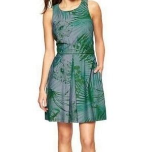 GAP Tropical Green Leaf print tank dress 100% cotton  Tall 6
